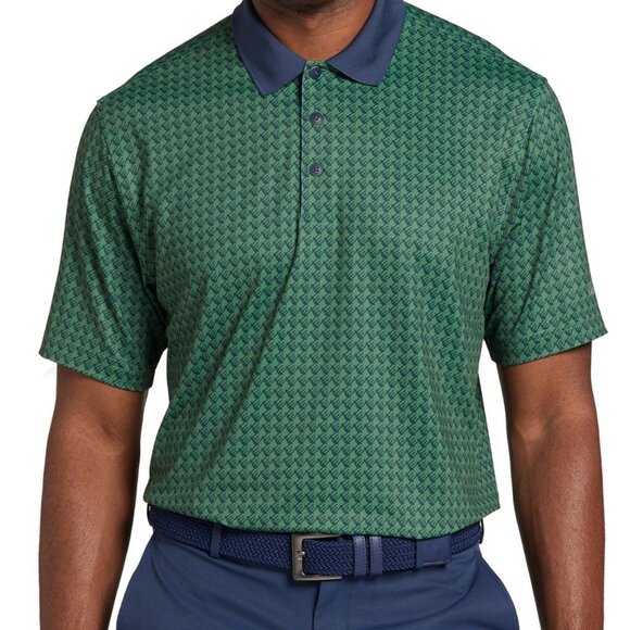 Walter Hagen Mens Small Performance 11 Golf Polo Houndstooth Print Olive Green - Picture 2 of 10